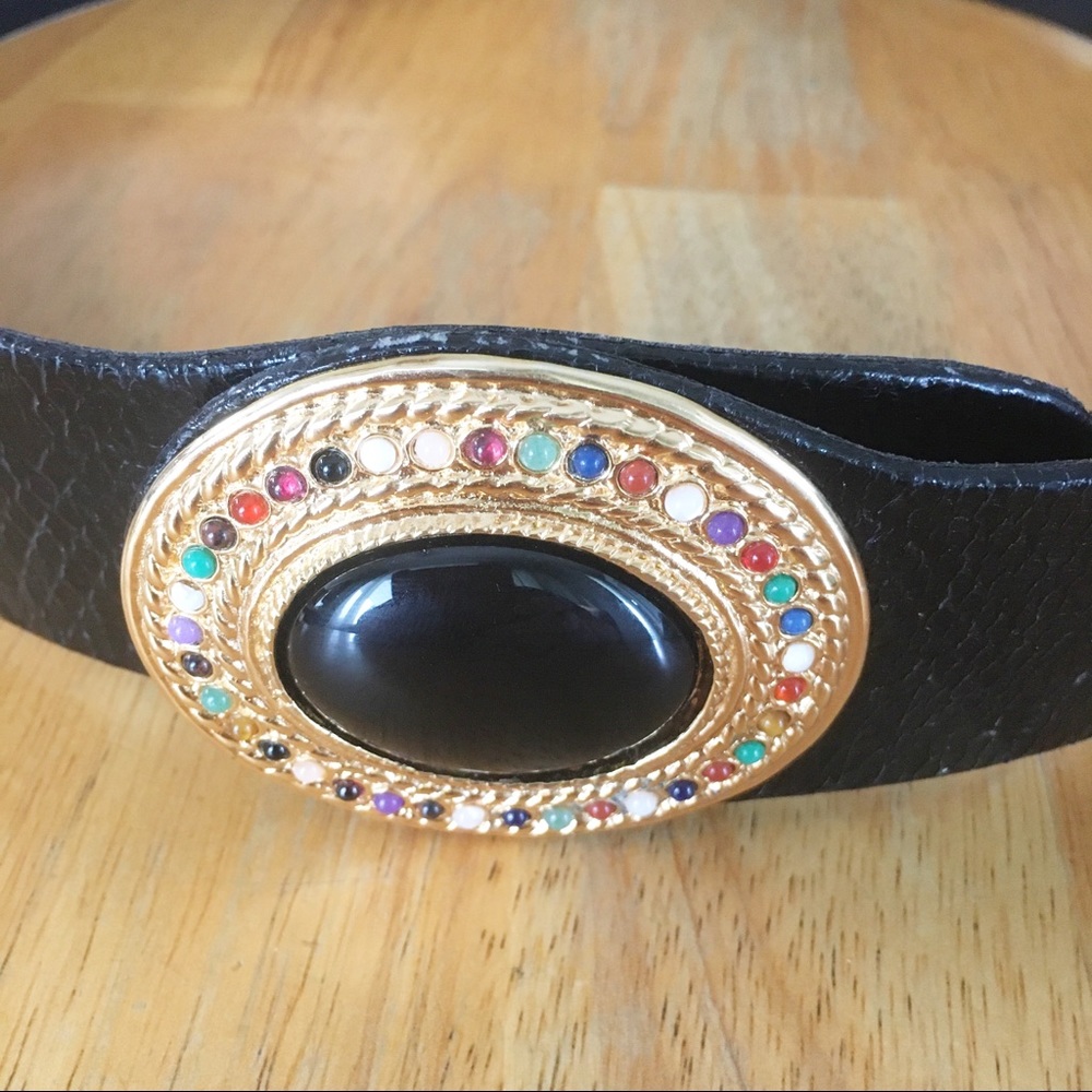 Beautiful ManMade Belt with Attached Beaded Buckle